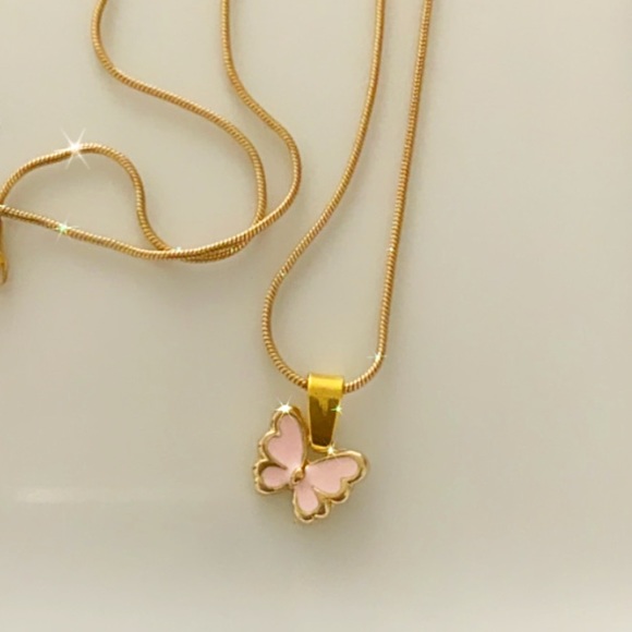 Jewelry - LAST ONE! pink butterfly gold plated necklace💫✨